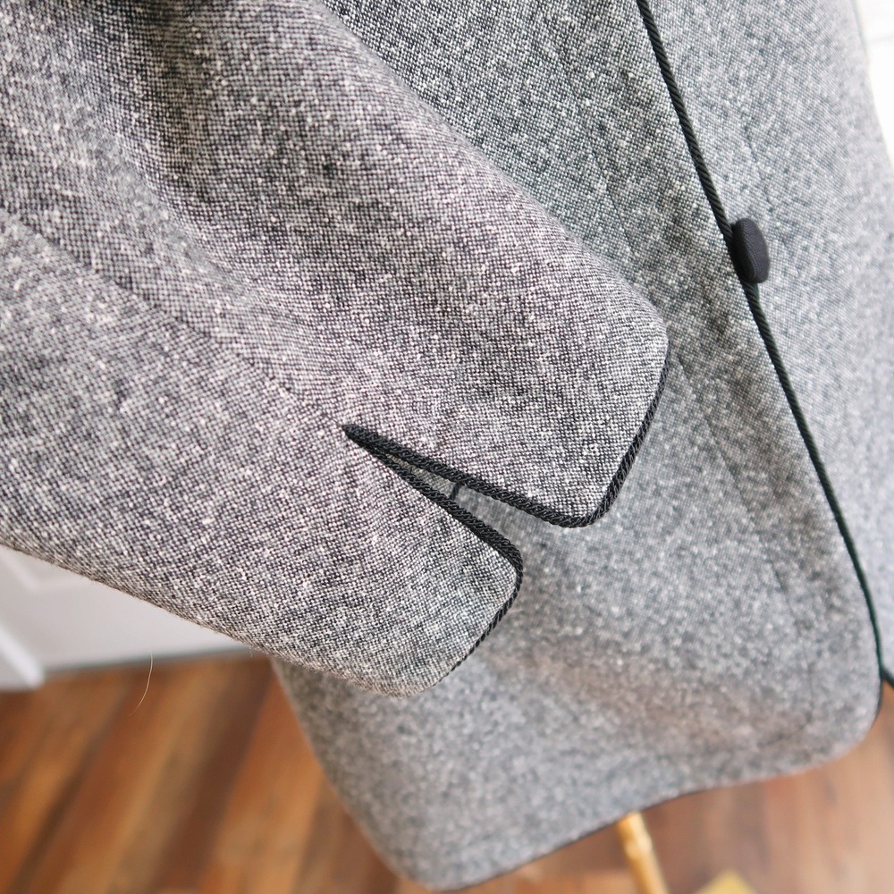 Pendleton Womens Wool Silk Blazer 12 Gray Collarless Quiet Luxury Old Money Chic - Picture 2 of 9